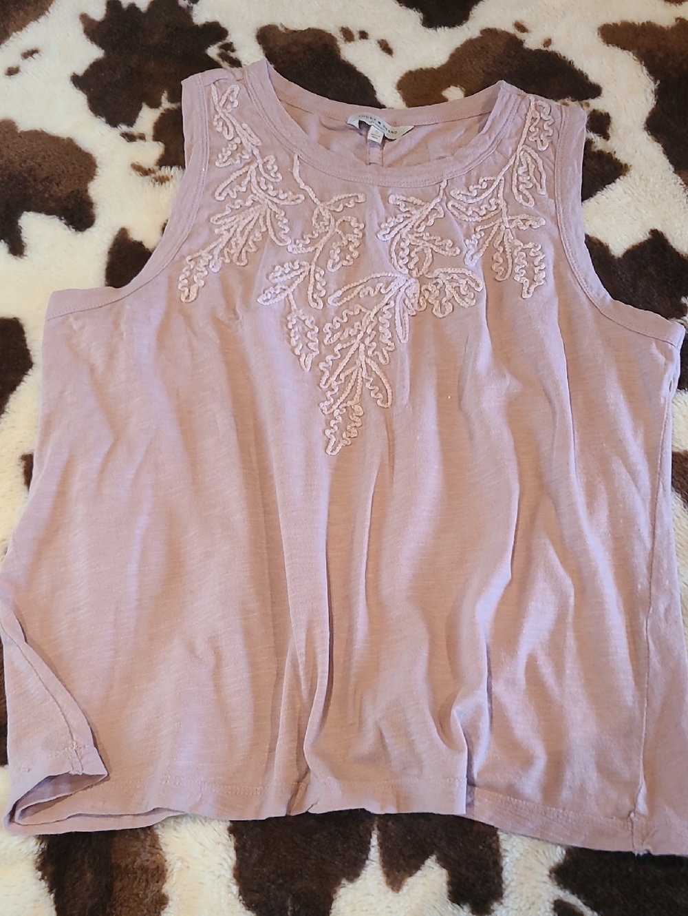 Lucky Brand Dusty Rose Embroidered Sleeveless Tank